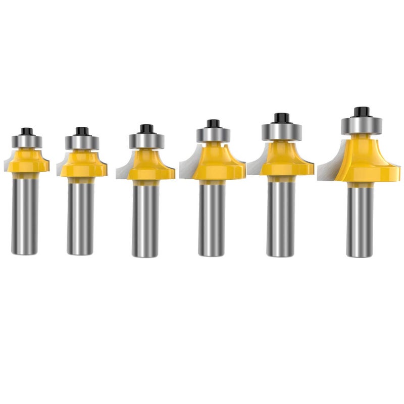 ROOCBIT 1/2 Inch Shank Round-Over Router Bits Corner Rounding Edge-Forming Roundover Beading Router Bit Set - 1/8" 1/4" 3/16" 7/16" 3/8" 1/2" Radius 6 Pcs by ROOCBIT - Image 1